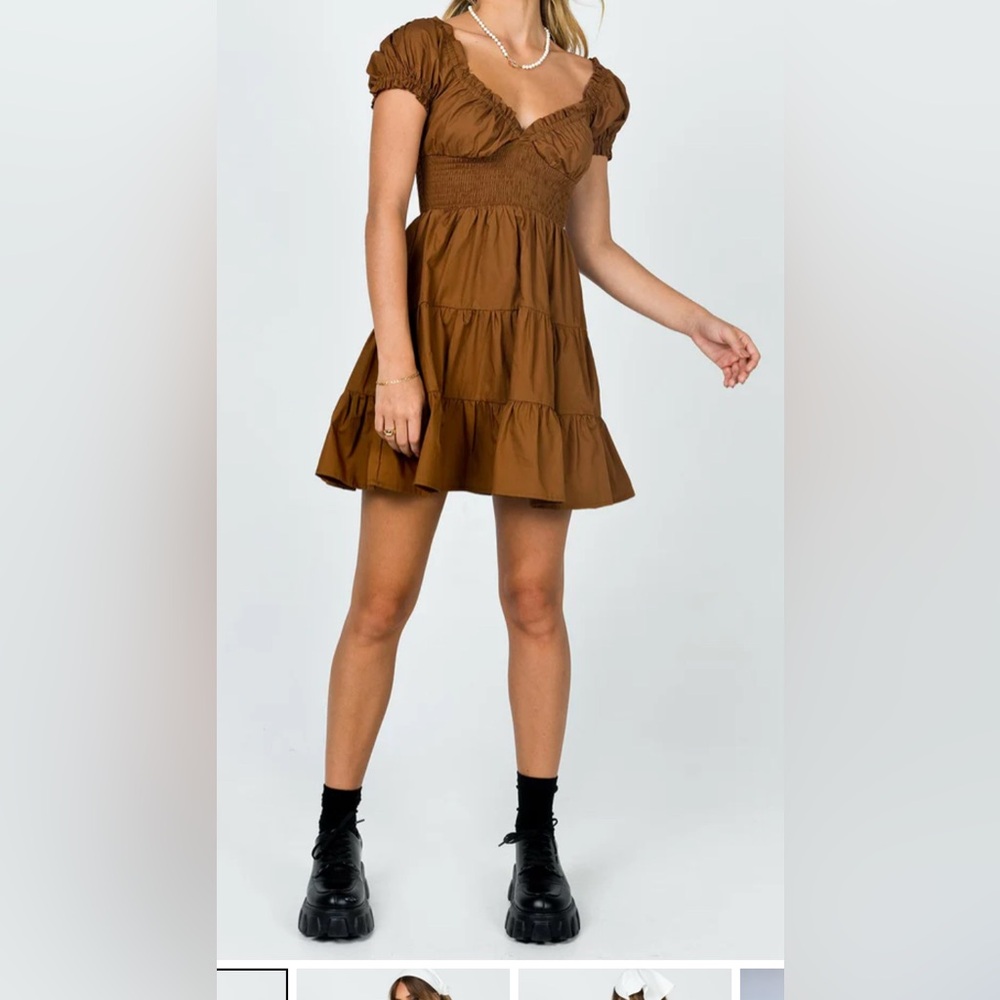 PRINCESS POLLY Daniella Mini Dress In Chocolate Brown Size US 10